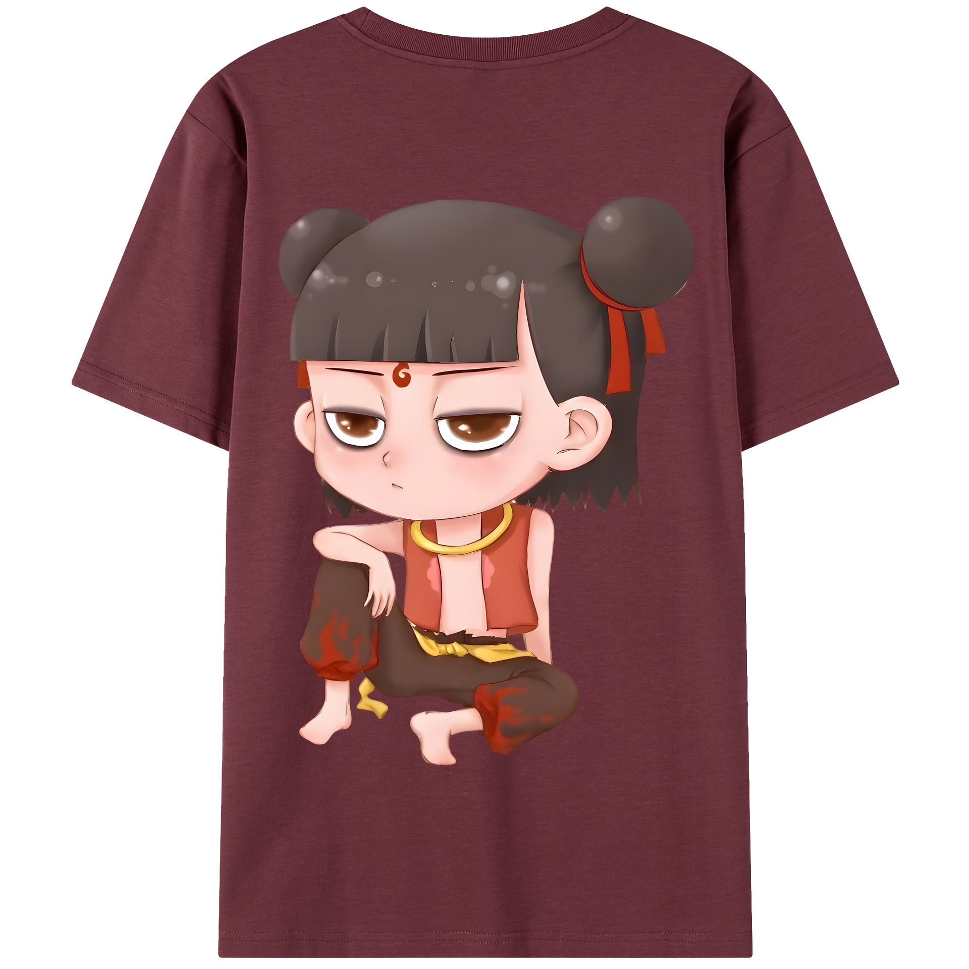 （画像用） Ne Zha 2 ナタ 魔童の大暴れ 綿100％半袖Tシャツ（背面プリント）
